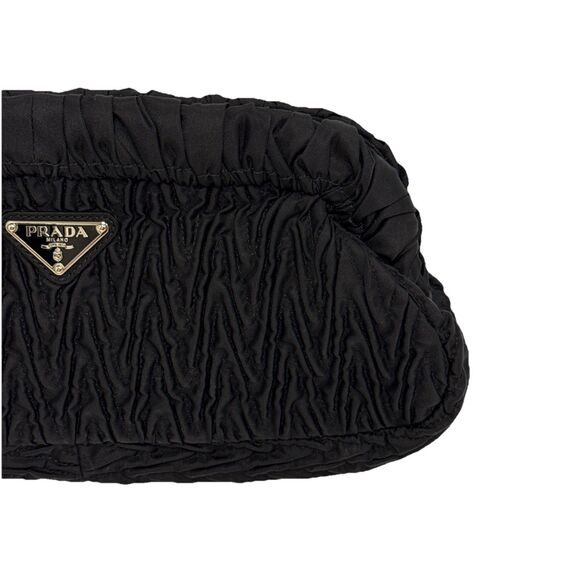 PRADA Tessuto Nylon Chevron Clutch Nero Black - Picture 4 of 16